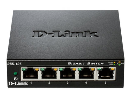 DGS-105/B | D-Link 5-Port 10/100/1000 Gigabit Metal Housing Desktop Switch