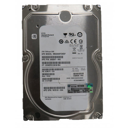 MB2000FCWDF HP 2TB 7200RPM SAS 6Gbps Dual Port Midline 3.5-inch Hard Drive