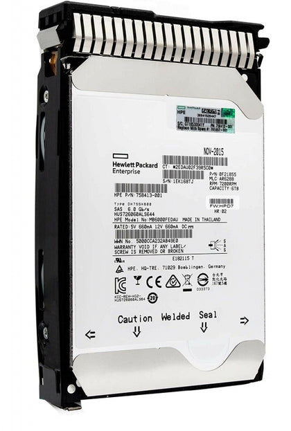 758413-001 | HP 6TB 7200RPM SAS 6GB/s Hot-Pluggable SC MidLine 3.5-inch Hard Drive