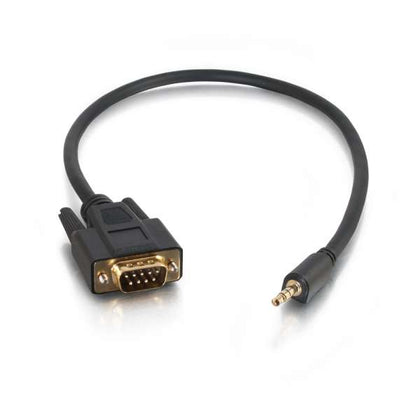 87187 | C2G Velocity DB9 Male to 3.5mm Male Adapter Cable Serial Cable stereo Mini jack (M) to DB-9 (M) 50 cm molded thumbscrews Black