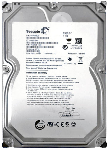 9SK154-500 Seagate SV35.5 1TB 7200RPM SATA 3GB/s 32MB Cache 3.5-inch Hard Drive