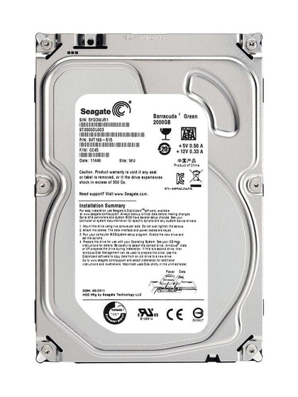 9VT166-515 Seagate Barracuda Green 2TB 5900RPM SATA 6GB/s 64MB Cache 3.5-inch Hard Drive