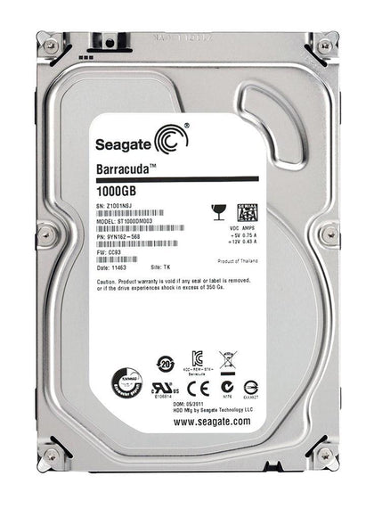 9YN162-303 Seagate Barracuda 1TB 7200RPM SATA 6GB/s 64MB Cache 3.5-inch Hard Drive