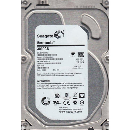 9YN166-570 Seagate Barracuda 3TB 7200RPM SATA 6GB/s 64MB Cache 3.5-inch Hard Drive