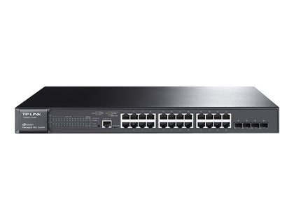T2600G-28MPS(TL-SG3424P) | TP-Link JetStream T2600G-28MPS Switch L2+ Managed 24 x 10/100/1000 (PoE+) + 4 x SFP desktop Rack-Mountable PoE+ (384 W)