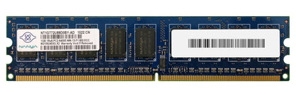 NT1GT72U89D0BY-AD/NT | Nanya 1GB DDR2-800MHz PC2-6400 ECC Unbuffered CL6 240Pin UDIMM Single Rank Memory Module