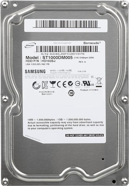 ST1000DM005 Seagate Barracuda 1TB 7200RPM SATA 3GB/s 32MB Cache 3.5-inch Hard Drive
