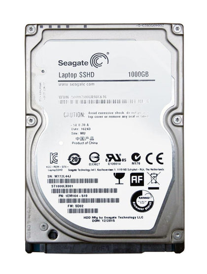 ST1000LX001 | Seagate Laptop SSHD 1TB 5400RPM SATA 6GB/s 64MB Cache 32GB NADN SSD 2.5-inch Hybrid Hard Drive