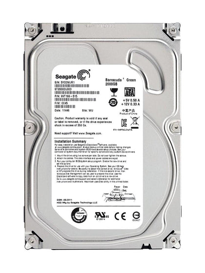 ST2000DL003 Seagate Barracuda Green 2TB 5900RPM SATA 6GB/s 64MB Cache 3.5-inch Hard Drive