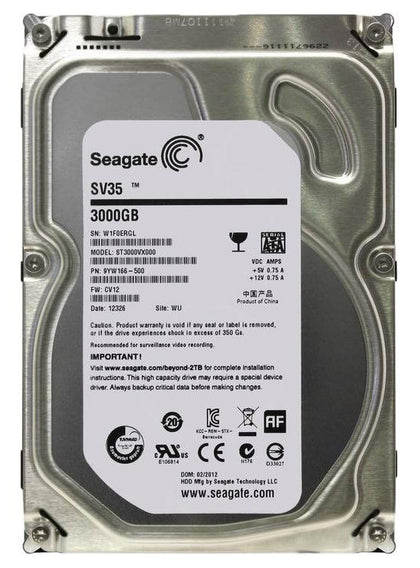 ST3000VX000 Seagate SV35 Series 3TB 7200RPM SATA 6GB/s 64MB Cache 3.5-inch Hard Drive
