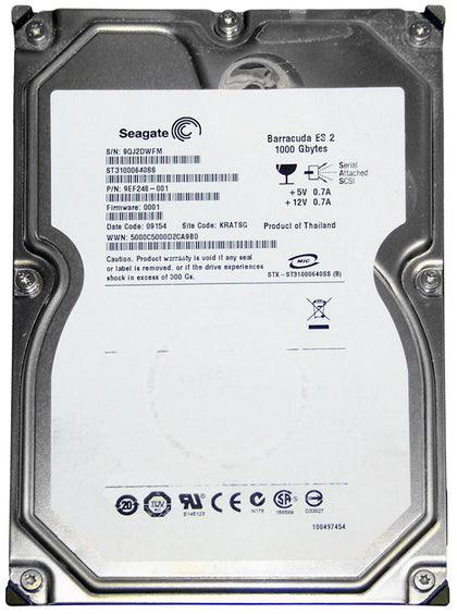 ST31000640SS Seagate Barracuda ES.2 1TB 7200RPM SAS 3GB/s 16MB Cache 3.5-inch Hard Drive
