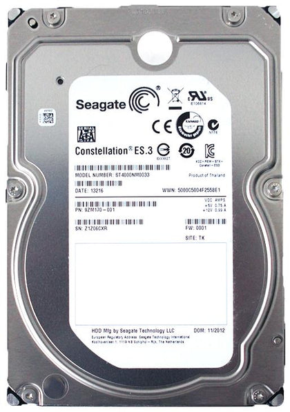 ST4000NM0033 Seagate Constellation ES.3 4TB 7200RPM SATA 6GB/s 128MB Cache (512n) 3.5-inch Hard Drive