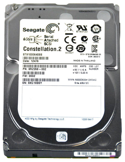 ST91000640SS | Seagate Constellation.2 1TB 7200RPM SAS 6GB/s 64MB Cache (512n) 2.5-inch Hard Drive