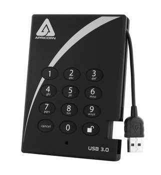 A25-3PL256-500 | Apricorn Aegis Padlock 500GB 5400RPM USB 3.0 8MB Cache Encrypted 2.5-inch External Hard Drive
