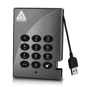 A25PL256V750 | Apricorn Aegis Padlock 750GB 5400RPM USB 2.0 8MB Cache Encrypted 2.5-inch External Hard Drive