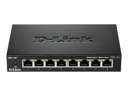 DGS-108/B | D-Link 8-Port Gigabit Unmanaged Metal Desktop Switch