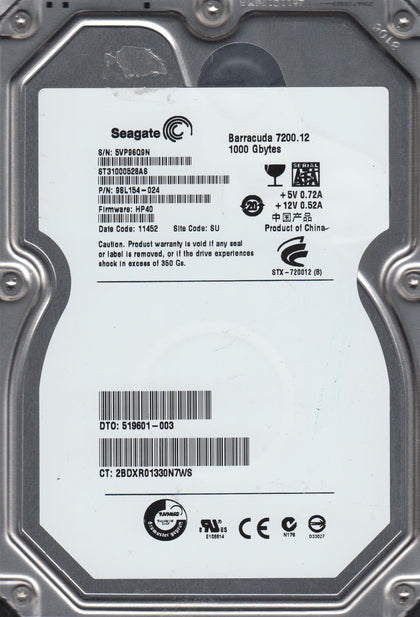 9SL154-024 Seagate Barracuda 7200.12 1TB 7200RPM SATA 3Gbps 32MB Cache 3.5-inch Internal Hard Drive