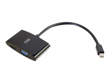 80935 | C2G 8in Mini DisplayPort Male to HDMI or VGA Female Adapter Converter Black Video Adapter Black