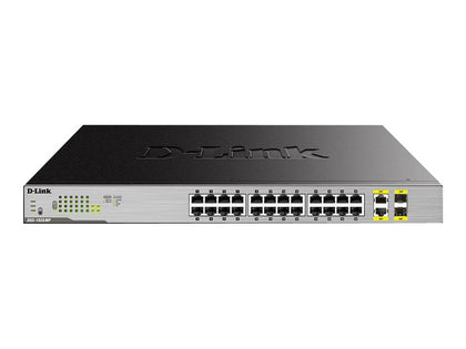 DGS-1026MP | D-Link DGS 1026MP Switch unmanaged 24 x 10/100/1000 (PoE) + 2 x combo Gigabit SFP desktop Rack-Mountable PoE (370 W)