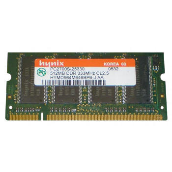 HYMD564M646BP6-J | Hynix 512MB PC2700 non-ECC Unbuffered DDR-333MHz CL2.5 200-Pin SODIMM 2.5V Memory