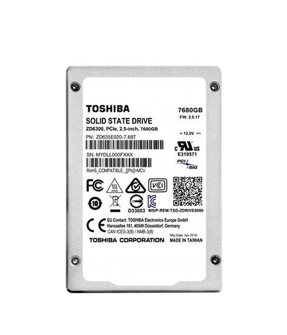 KCD51LUG7T68 Toshiba CD5 Series 7.68TB TLC PCI Express 3.0 x4 NVMe Read Intensive U.2 2.5-inch Solid State Drive