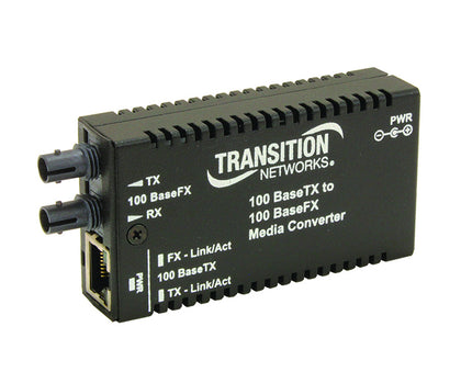 M/E-TX-FX-01(SC)-NA Transition Networks Mini 100BaseTX / 100BaseFX SSF SC SM Network Transceiver Media Converter