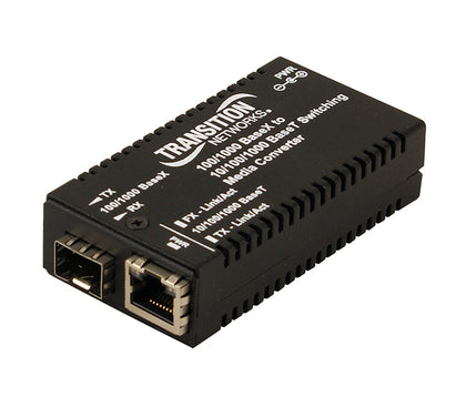 M/GE-PSW-SFP-01-NA Transition Networks 1-Port 1000Base-X / 10/100/1000Base-T SFP (mini-GBIC) Network Transceiver Media Converter