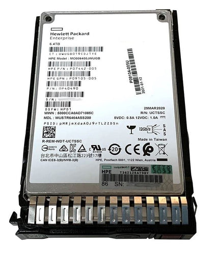 MO006400PXDCE HP PM6 6.4TB SAS 24Gbps Mixed Use SFF 2.5-Inch BC Solid State Drive for G10+ Server