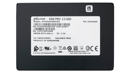 MTFDDAK480TDS-1AW1ZABYY Micron 5300 Pro Series 480GB TLC SATA 6Gbps 2.5-inch Solid State Drive
