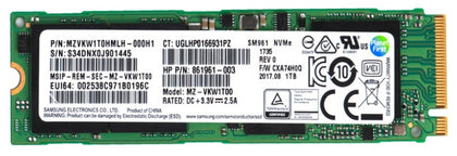 MZVKW1T0HMLH Samsung SM961 Series 1TB MLC PCI Express 3.0 x4 NVMe M.2 2280 Solid State Drive