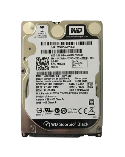 N3VVG Dell 500GB 7200RPM SATA 3Gbps 16MB Cache 2.5-inch Hard Drive