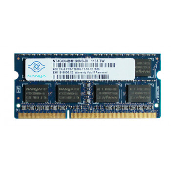 NT4GC64B8HB0NS-DI | Nanya 4GB PC3-12800 non-ECC Unbuffered DDR3-1600MHz CL11 204-Pin SODIMM 1.35V Low Voltage Dual Rank Memory