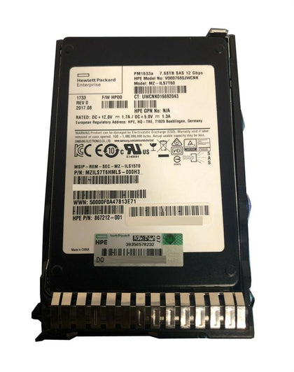 P49039-S21 HPE 7.68TB SAS 12Gbps Read Intensive 2.5-Inch Solid State Drive with Smart Carrier for G10 Server