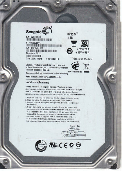 9SK154-180 Seagate SV35.5 1TB 7200RPM SATA 3Gbps 32MB Cache 3.5-inch Internal Hard Drive