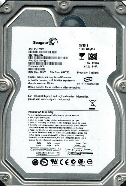 9FZ136-881 Seagate Barracuda 7200.11 1TB 7200RPM SATA 3Gbps 32MB Cache 3.5-inch Internal Hard Drive
