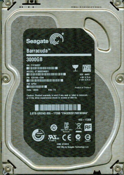 1CH166-044 Seagate 3TB 7200RPM SATA 6Gb/s 3.5-inch Hard Drive