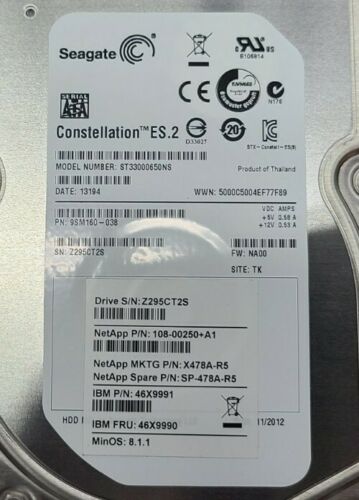 9SM160-038 Seagate Constellation ES.2 3TB 7200RPM SATA 6Gbps 64MB Cache 3.5-inch Internal Hard Drive