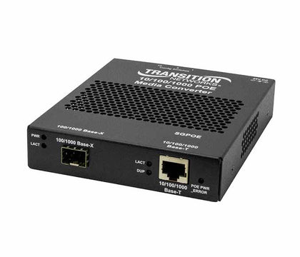 SGPOE1013-100-NA Transition Networks 2-Port 10/100/1000Base-T / 1000Base-SX MM SC Gigabit PoE Network Transceiver Media Converter