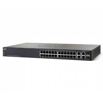 SRW224G4-K9-NA Cisco Small Business 300 Series 24-Ports 10/100 2-Ports 10/100/1000 2-Ports Combo mini-GBIC Managed Switch