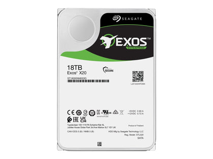 ST18000NM003D Seagate Exos X20 18TB 7200RPM SATA 6Gbps 128MB Cache 512e 3.5-inch Hard Drive