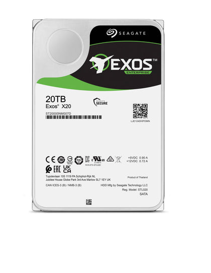 ST20000NM007D Seagate Exos X20 20TB 7200RPM SATA 6Gbps 128MB Cache 512e 3.5-inch Hard Drive